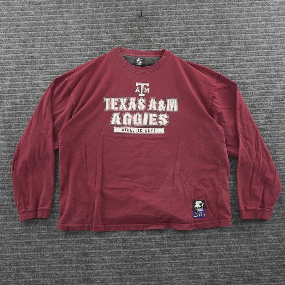 Vintage 90s Starter Texas A&M Aggies T-Shirt Mens 2XL Maroon Long Sleeve